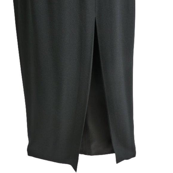 AJ Bari Vintage Strapless Dress Elegant Black Thigh Slit Boning Back Zip Corset - Picture 4 of 6